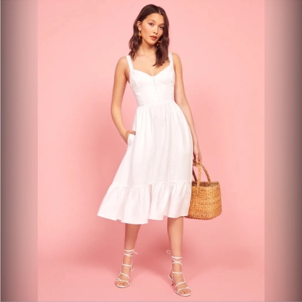NWOT Reformation Dolci White Linen Dress - size 2